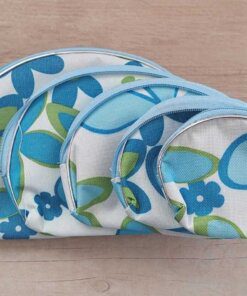 PORTACOSMETICO SET X 5 UNIDADES COLOR CELESTE, 19 X 13 X 1,5 CM.