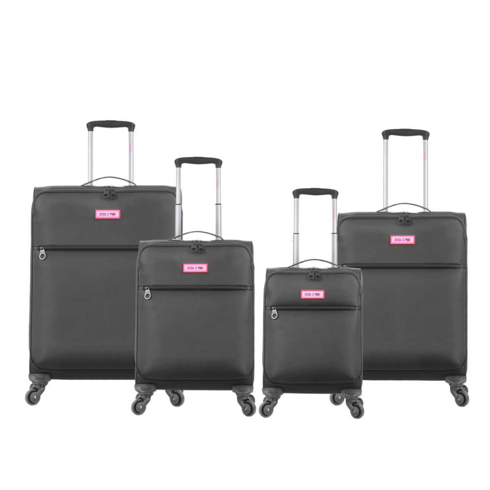Set valijas SKORA PINK SOFT SIMIL NYLON BLACK Tamaños 18"" 20"" 24"" y 28""