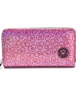 BILLETERA FICHERO CANDY SIMPLE CON TIRACIERRE COLOR ESTAMPADO MATE 19X9CM X1U FONDO ROSA