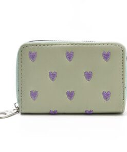 Billetera Candy bordado corazon 13.5x9cm x1u color verde
