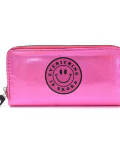 BILLETERA FICHERO Candy holograma Smile 19x9cm x1u color fucsia