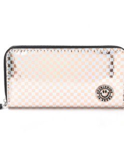 BILLETERA FICHERO CANDY DAMERO 9X19.5CM X1U COLOR PLATEADO Y BEIGE