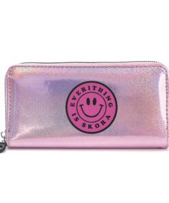 BILLETERA FICHERO Candy holograma Smile 19x9cm x1u color rosa