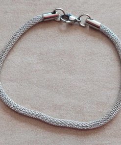 PULSERA DE ACERO MALLA TUBULAR TEJIDA 3.5. LARGO 19 CM