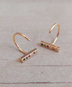 ARO ACERO DORADO PIERCING ARGOLLA 11 MM CON BARRA C/STRASS MULTICOLOR
