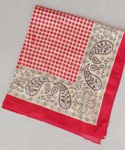 PAÑUELO VISCOSA ROJO CON ARABEZCOS 50 X 50 CM