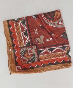 PAÑUELO VISCOSA ESTAMPADO CON FIGURAS GEOMETRICAS TERRACOTA 50 X 50 CM