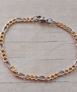 PULSERA DE ACERO FIGARO 1.0 COMBINADO CON DORADO. LARGO 18 CM