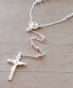 ROSARIO ACERO BLANCO CON BOLITA 4 MM. LARGO 65 CM. PARTE COLGANTE 13 CM