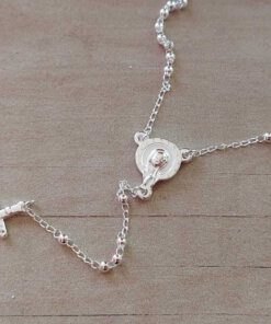 ROSARIO ACERO BLANCO CON BOLITA 3 MM. LARGO 50 CM. PARTE COLGANTE 9 CM