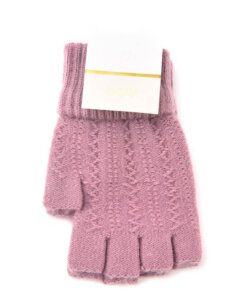 GUANTE SIN DEDOS TRAMADO CON PUÑO DOBLE, COLOR LILA