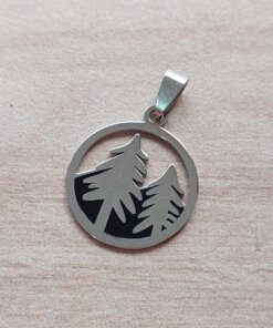 DIJE DE ACERO MEDALLA 25 MM CON 2 PINOS Y FONDO ESMALTADO NEGRO