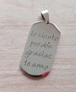 DIJE DE ACERO LEYENDA HOïOPONOPONO 20 X 38 MM