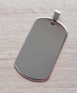 DIJE DE ACERO MEDALLA RECTANGULAR PARA GRABAR.  25 X 45 MM - ESPESOR 1 MM