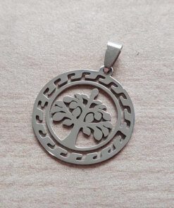 DIJE DE ACERO REDONDO ÁRBOL DE LA VIDA 30 MM