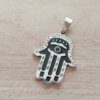 DIJE DE ACERO MANO DE FATIMA ESMALTADA. 27 X 35 MM