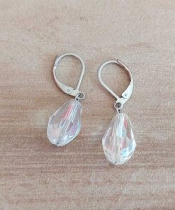 ARO DE ACERO BRISURA CON LAGRIMA TORNASOL. LARGO TOTAL 32 MM