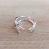 ANILLO DE ACERO BLANCO REGULABLE DOBLE ESTRELLA CON STRASS
