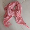 PASHMINA DEFLECADA ROSA CON LINEAS BORDO 90X180CM.
