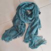 PASHMINA DEFLECADA CELESTE CON LINEAS BORDO 90X180CM.