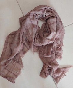 PASHMINA DEFLECADA ARENA CON LINEAS MARRONES 90X180CM.