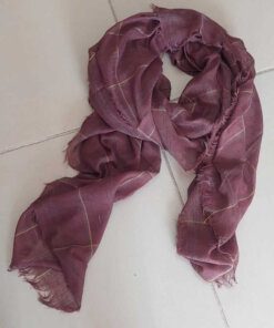 PASHMINA DEFLECADA MORADA CON LINEAS BEIGE 90X180CM.