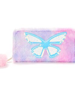 Billetera Think Happy peluche con pompom 19x9cm x1u