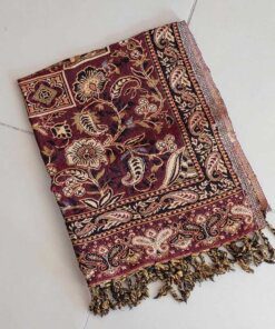 PASHMINA GRUESA INDU CON ARABESCOS Y FLECOS, MOTIVOS VARIOS. 70 X 180 CM.