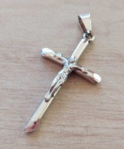 DIJE DE ACERO CRUZ CON CRISTO 29 X 50 MM