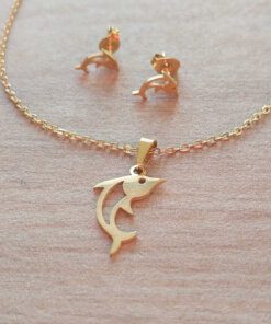 CONJUNTO DE ACERO DORADO CADENA ESPEJITO 0.4 X 48 CM CON DIJE/ARO DELFIN