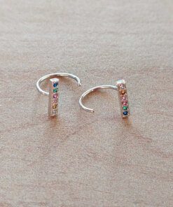 ARO ACERO PIERCING ARGOLLA 11 MM CON BARRA C/STRASS MULTICOLOR