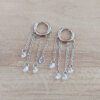 ARO DE ACERO ARGOLLA 10 MM CON BISAGRA Y TIRAS DE CADENAS CON STRASS BLANCO, LARGO TOTAL 40 MM