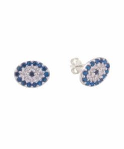 ARO PLATA OJO TURCO C/ZIRCONES CON CENTRO Y BORDE AZUL. PESO APROX 1.00 GR.