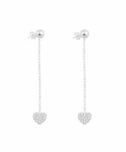 ARO PLATA BOLITA CON CADENA Y CORAZÓN C/ZIRCONES COLGANTES. PESO APROX 2.20 GRS.