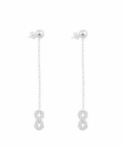 ARO PLATA BOLITA CON CADENA E INFINITO C/ZIRCONES COLGANTES. PESO APROX 2.20 GRS.