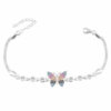 PULSERA DE PLATA CENTRO MARIPOSA ZIRCONES MULTICOLOR CON PUNTO DE LUZ. LARGO 16 + 3 CM.PESO APROX. 5.70 GR.