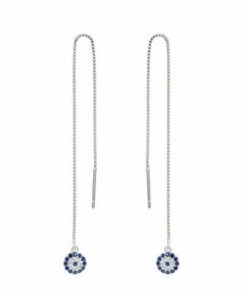 ARO PLATA ALFILER PASANTE CON CADENA Y OJO TURCO CON ZIRCONES. PESO APROX 1.80 GRS.