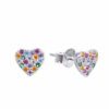 ARO PLATA CORAZÓN C/ZIRCONES MULTICOLOR. PESO APROX 1.00 GR.