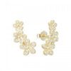 ARO PLATA BAÑADO EN ORO TREPADOR TRES FLORES CON ZIRCONES. PESO APROX 2.40 GR