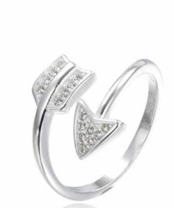 ANILLO PLATA REGULABLE FLECHA CON ZIRCONES. PESO APROX. 1.86 GRS.