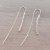 ARO DE ACERO BLANCO TIRA DE STRASS BLANCO COLGANTE CON CADENA ESPEJITO Y ALFILER PASANTE. LARGO TOTAL 65 MM