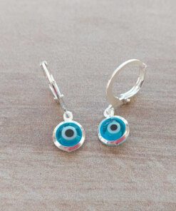 ARO DE ACERO BLANCO BRISURA CON DIJE OJO ACRÍLICO. LARGO TOTAL 23 MM