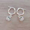 ARO DE ACERO BLANCO ARGOLLA 14 MM CON DIJE SMILE STRASS BLANCO COLGANTE. LARGO TOTAL 29 MM