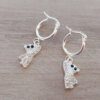 ARO DE ACERO BLANCO ARGOLLA 14 MM CON DIJE OSO CON STRASS BLANCO. LARGO TOTAL 36 MM