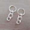 ARO DE ACERO BLANCO ARGOLLA 1.5 BISAGRA CON 3 ESLABONES GRUMET Y 1 C/STRASS. LARGO TOTAL 35 MM