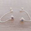 ARO DE ACERO BLANCO CUBIK 4 MM Y OJO TURCO C/STRASS DOBLE PASANTE CON CADENA ESPEJITO
