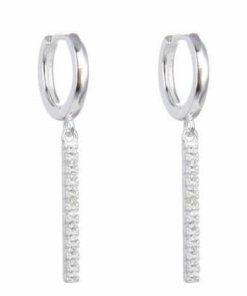 ARO PLATA HUGGIES 14 MM CON DIJE BARRA C/ZIRCONES. PESO APROX 3.50 GRS.