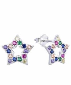 ARO PLATA ESTRELLA C/ZIRCONES MULTICOLOR. PESO APROX 1.35 GR.