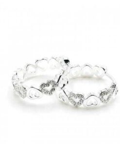 ARO PLATA HUGGIES 20 MM CORAZONES CON ZIRCONES. PESO APROX 5.00 GRS.