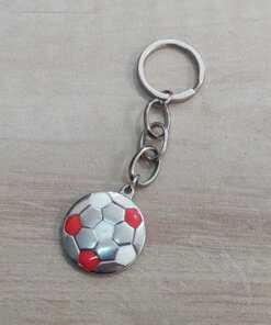 LLAVERO DE ACERO CON DIJE PELOTA CHATA DE FÚTBOL